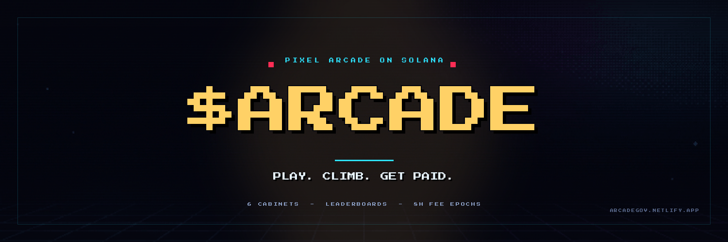 $ARCADE banner — a row of pixel arcade cabinets under the $ARCADE wordmark